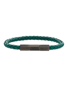 TKS Braided Leather Bracelet in Podium Green