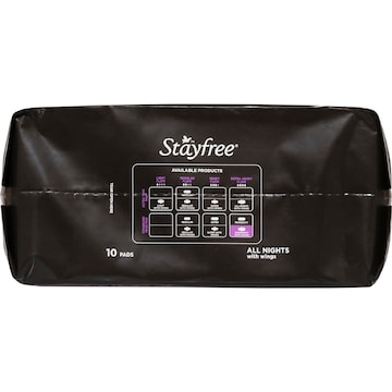 Stayfree All Nights Pads With Wings 10 pack