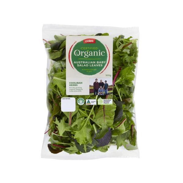 COLES ORGANIC LETTUCE:MIX:.:100 GRAM