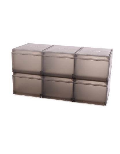 ShoeCase 37.5cm x 27.9cm x 21.7cm Set of 6 Stackable Shoe Storage Boxes Grey