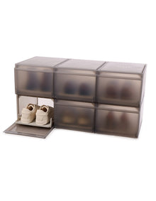 ShoeCase 37.5cm x 27.9cm x 21.7cm Set of 6 Stackable Shoe Storage Boxes Grey
