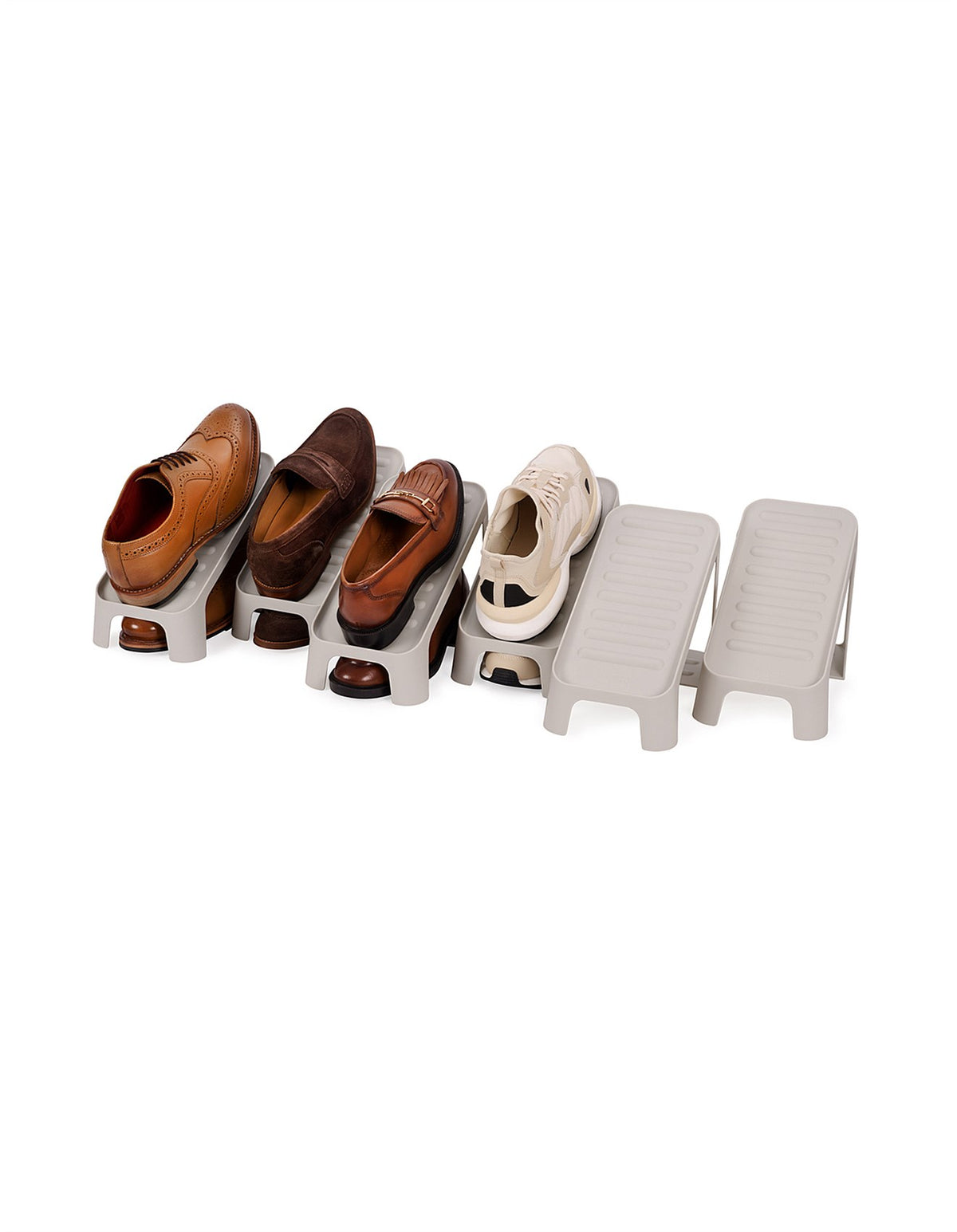 Shoe-In Compact Set of 6 Space-Saving Shoe Caddies Ecru