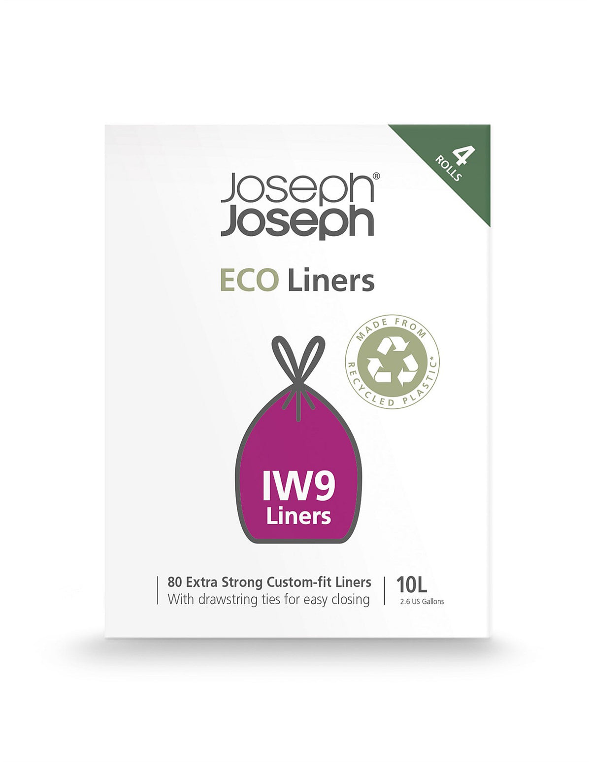 IW9 Eco 10L Set of 80 Recycled Bin Liners Grey Pack