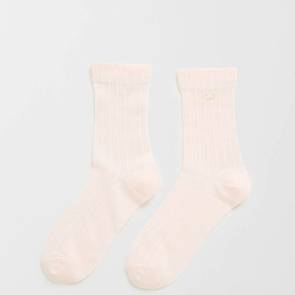 Australian Cotton Blend Pearl Bow Trim Crew Pointelle Socks