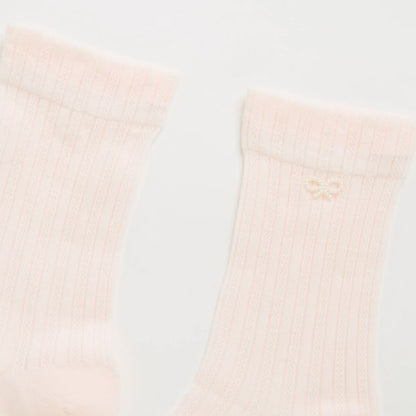 Australian Cotton Blend Pearl Bow Trim Crew Pointelle Socks