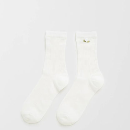 Australian Cotton Blend Rosette Trim Pointelle Crew Socks