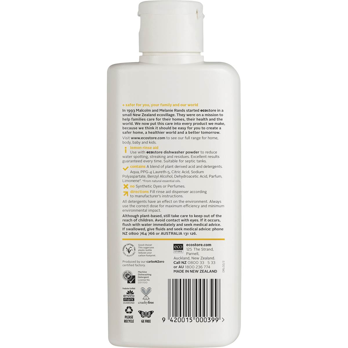 Ecostore Dishwashing Rinse Aid Lemon 200ml