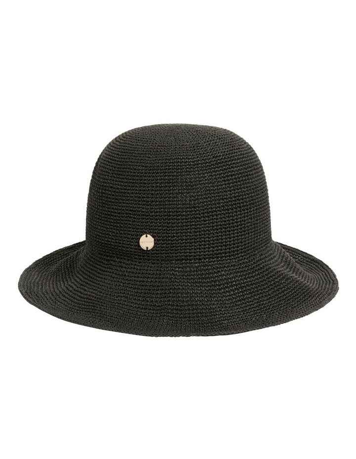 Shady Lady Packable Raffia Bucket Hat in Black