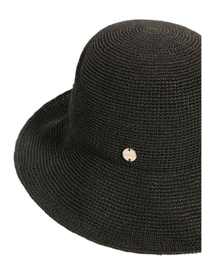Shady Lady Packable Raffia Bucket Hat in Black