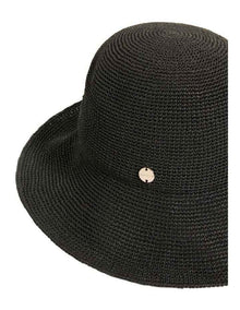 Shady Lady Packable Raffia Bucket Hat in Black