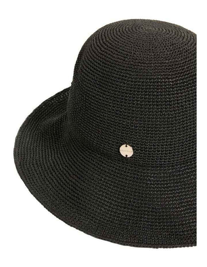 Shady Lady Packable Raffia Bucket Hat in Black