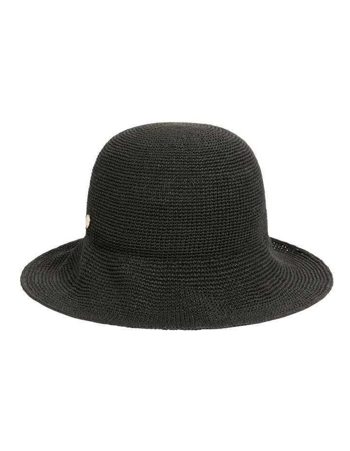 Shady Lady Packable Raffia Bucket Hat in Black
