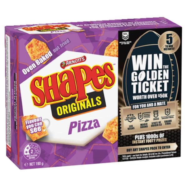 ARNOTT'S SHAPES ORIGINAL PIZZA CRACKER BISCUITS 190G
