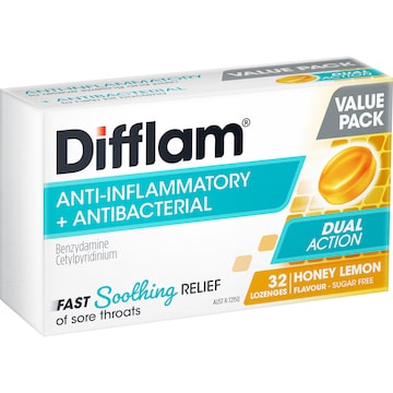 Difflam Dual Action Antibacterial Honey Lemon 32 pack