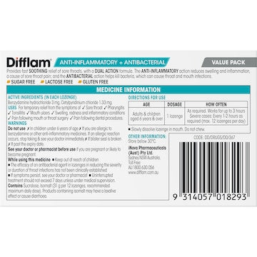Difflam Dual Action Antibacterial Honey Lemon 32 pack