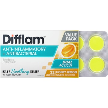 Difflam Dual Action Antibacterial Honey Lemon 32 pack