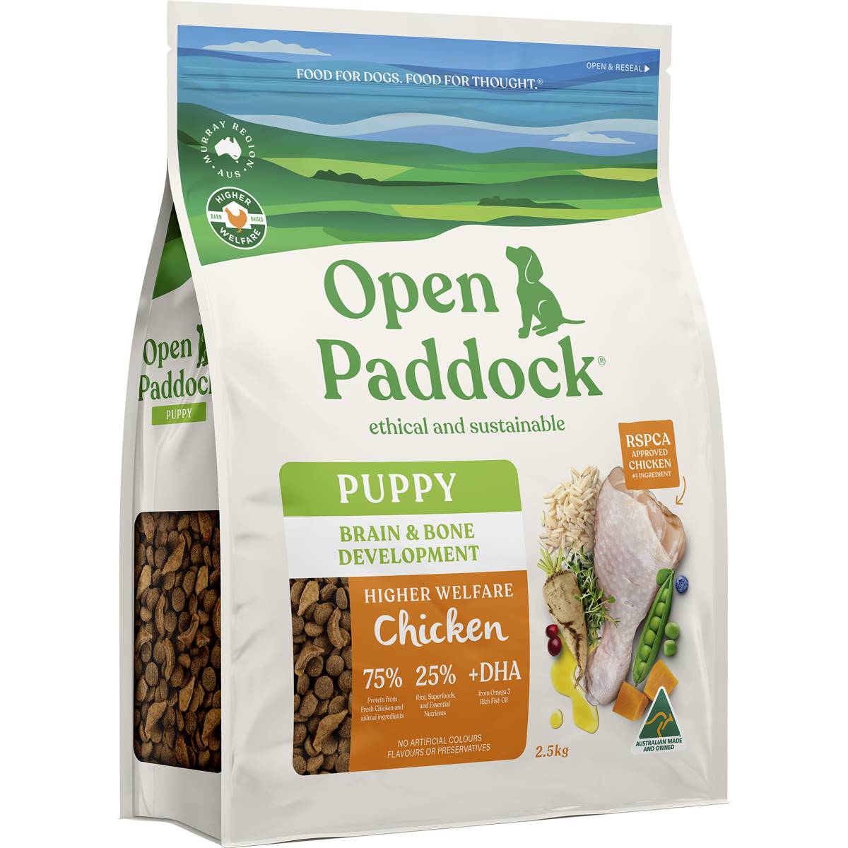 Open Paddock Kibble Puppy Food Chicken 2.5kg