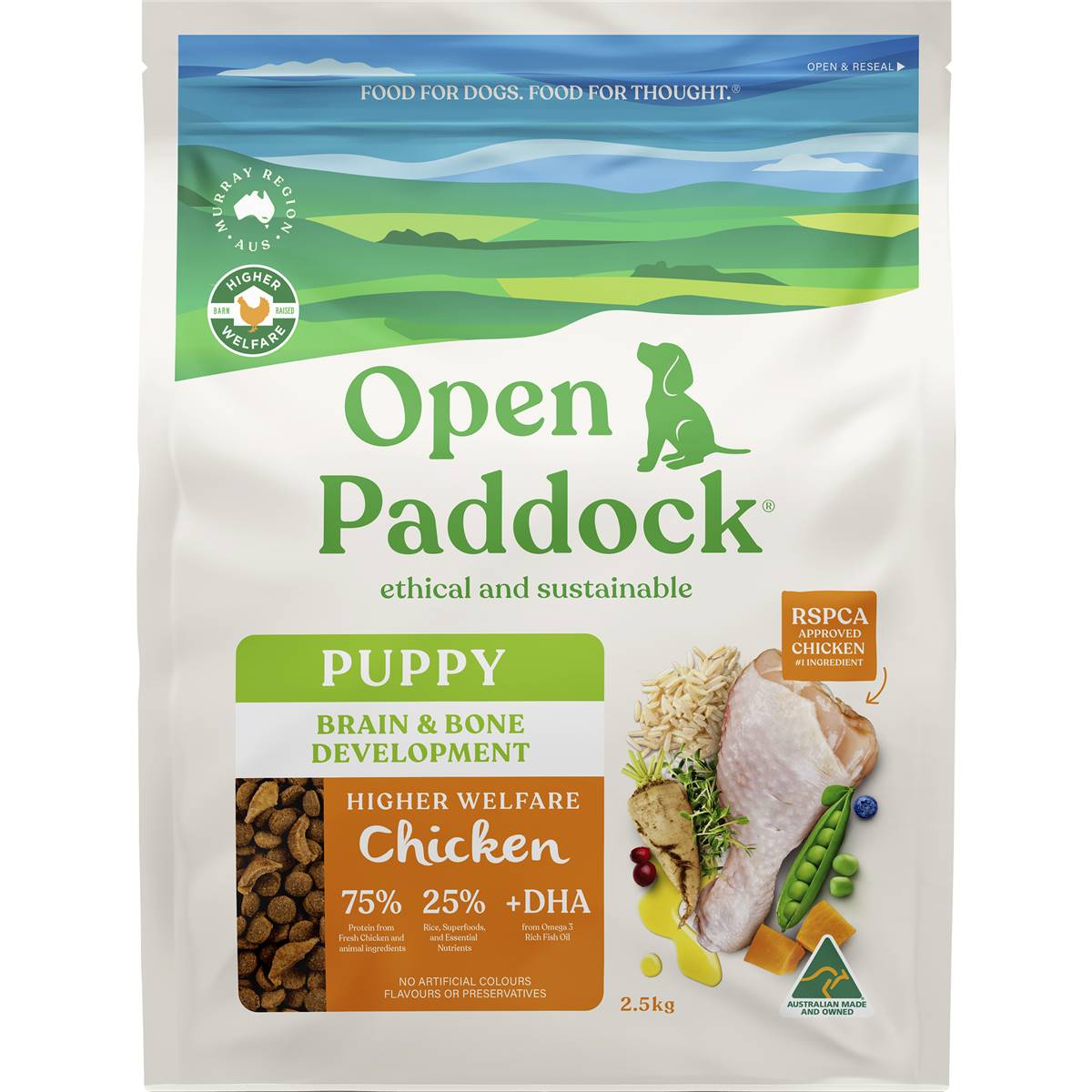 Open Paddock Kibble Puppy Food Chicken 2.5kg