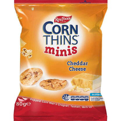Real Foods Corn Thins Minis Cheddar Cheese 80g