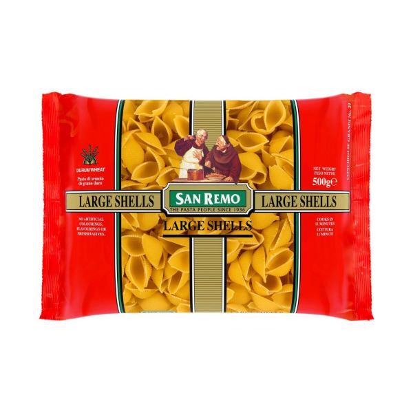 SAN REMO PASTA:SHELLS LARGE NO 29:.:500 GRAM