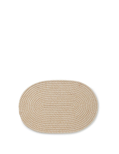 Flinders Cotton Jute 30cm x 45cm Oval Placemat Natural and White