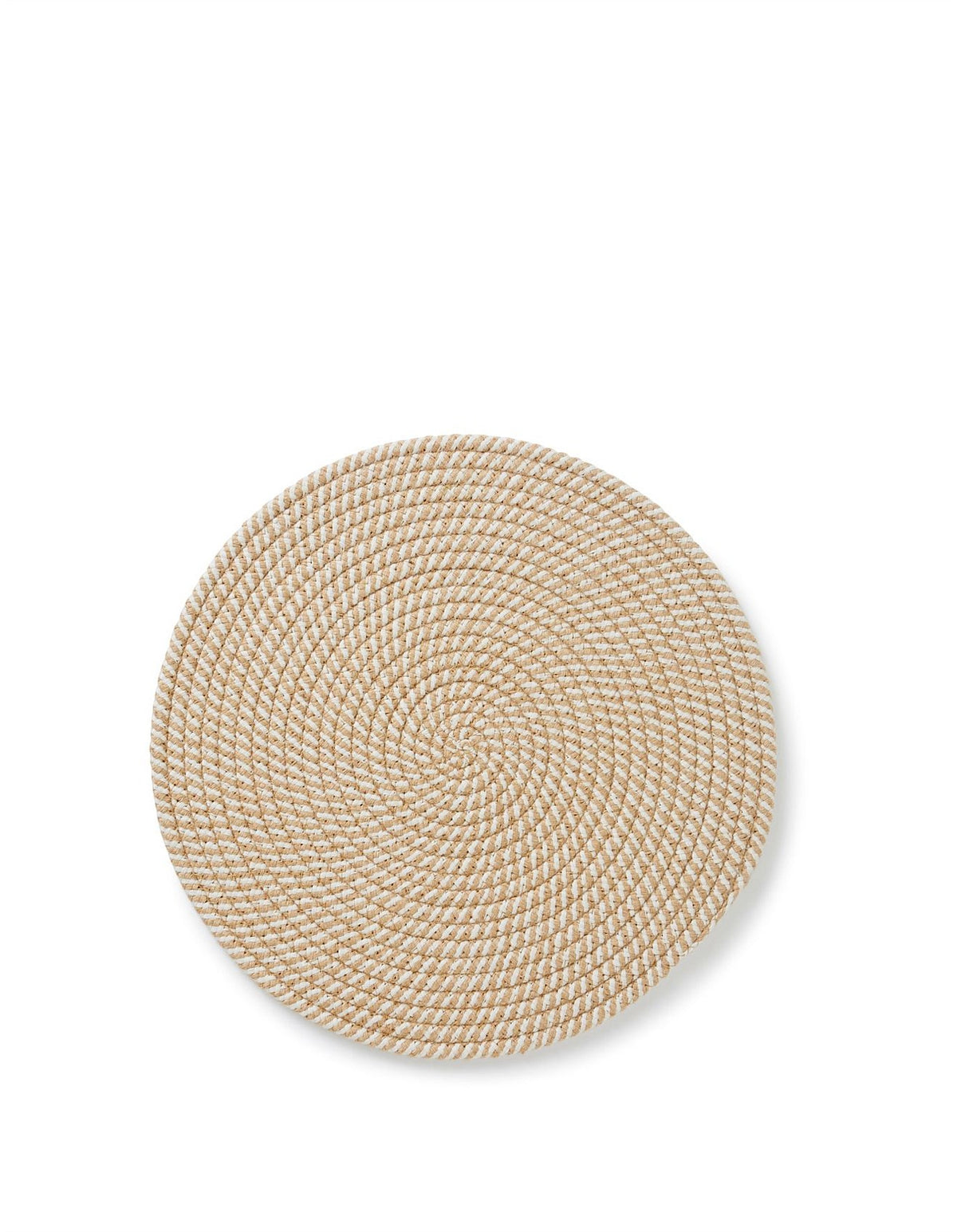 Flinders Cotton Jute 38cm Round Placemat Natural and White