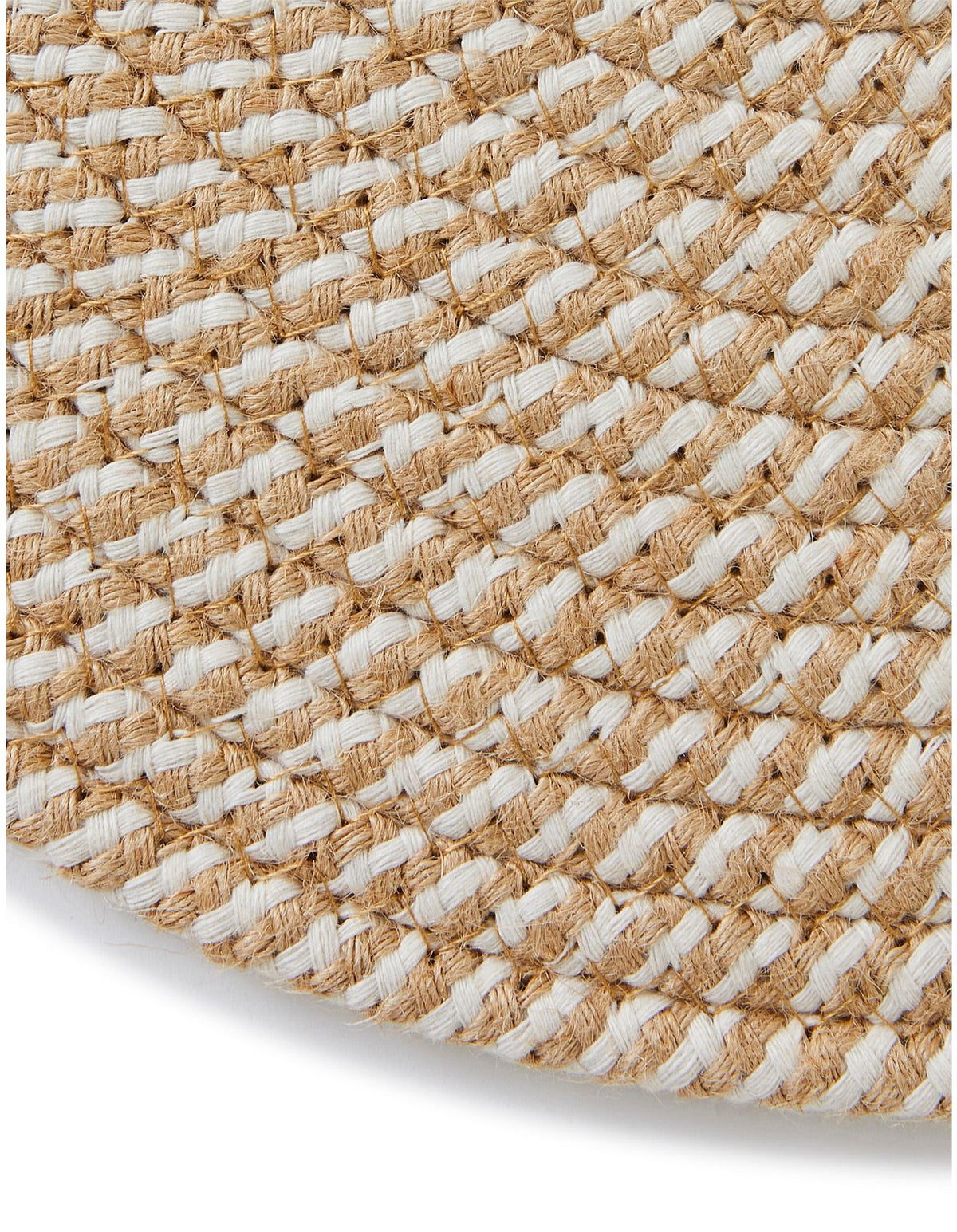Flinders Cotton Jute 38cm Round Placemat Natural and White