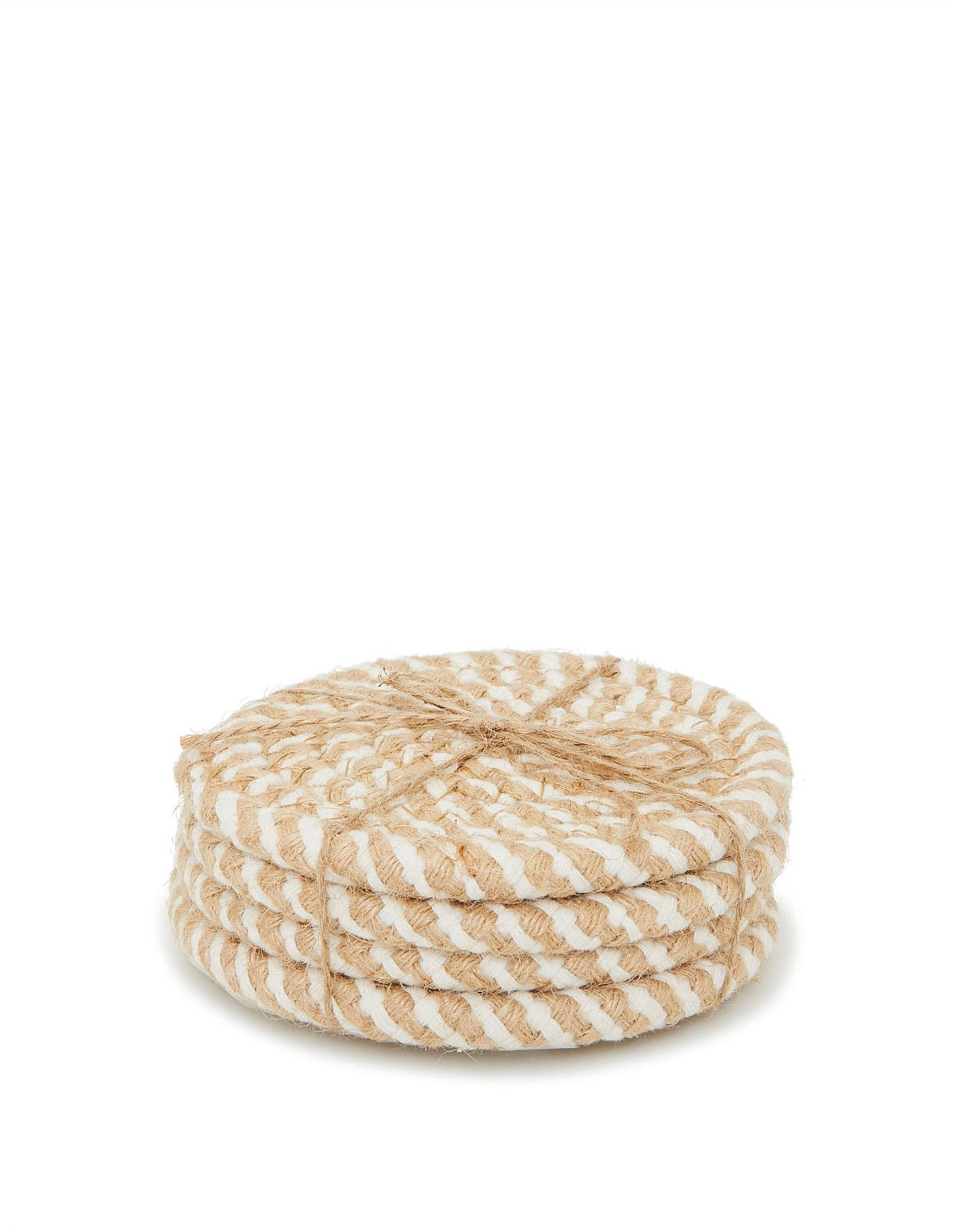 Flinders 10cm Set of 4 Cotton Jute Coasters Natural and White