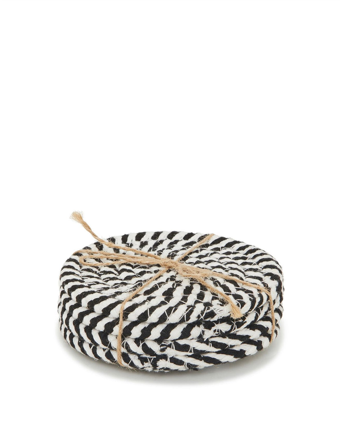 Flinders Cotton Jute 10cm Coasters Set of 4 Black and White
