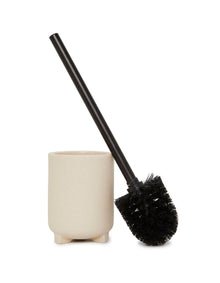 Oatmeal Footed Ceramic Toilet Brush Holder Cream