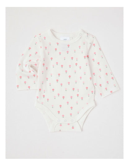 Essential Jersey Disty Floral Bodysuit in White