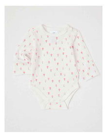 Essential Jersey Disty Floral Bodysuit in White