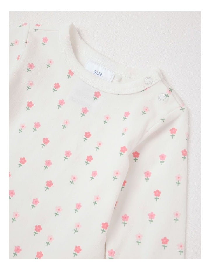 Essential Jersey Disty Floral Bodysuit in White