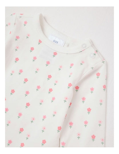 Essential Jersey Disty Floral Bodysuit in White