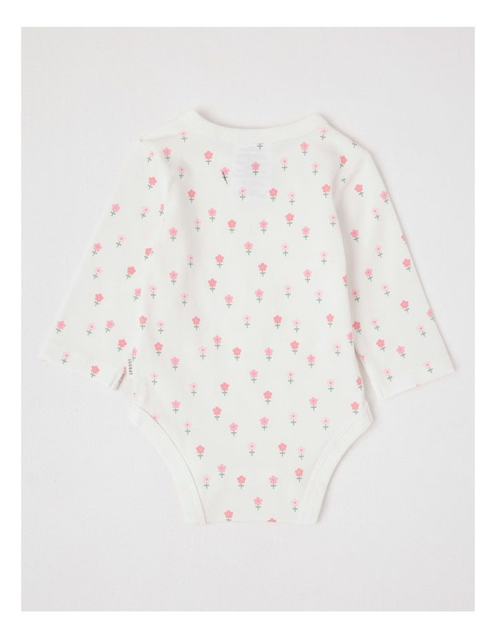 Essential Jersey Disty Floral Bodysuit in White