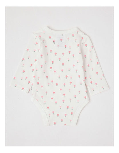Essential Jersey Disty Floral Bodysuit in White