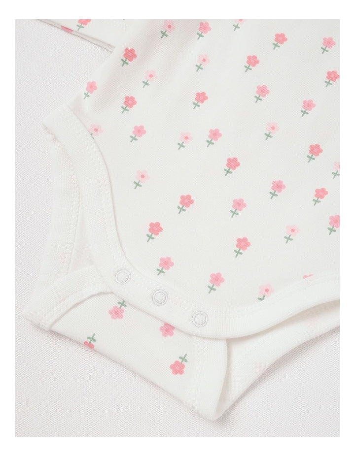 Essential Jersey Disty Floral Bodysuit in White