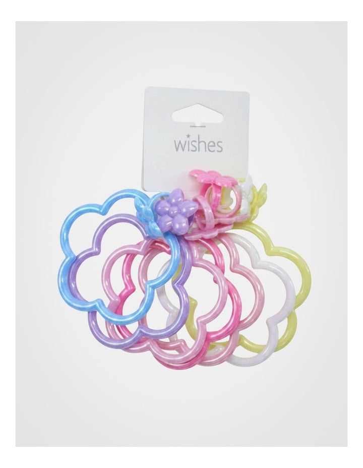 Flower Shaped Bangle and Ring 7 Pack in Multi