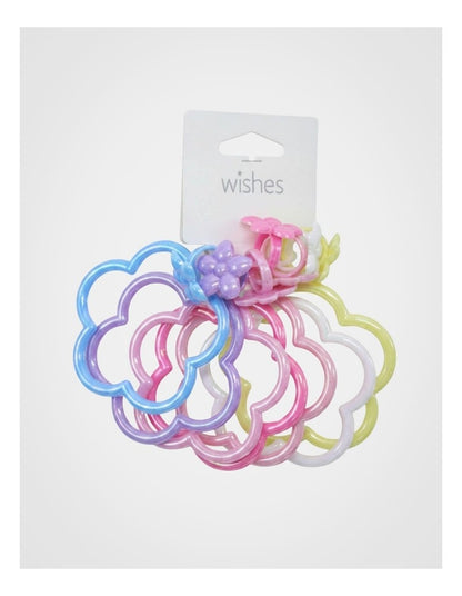 Flower Shaped Bangle and Ring 7 Pack in Multi