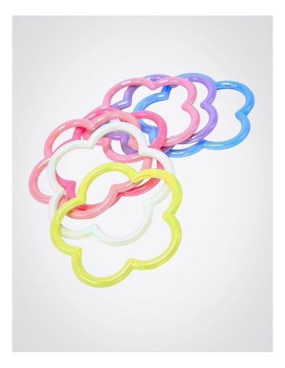 Flower Shaped Bangle and Ring 7 Pack in Multi