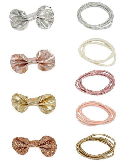 Bow Hairtie & Hairclip Set in Multi
