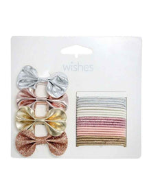 Bow Hairtie & Hairclip Set in Multi