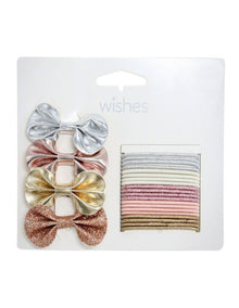 Bow Hairtie & Hairclip Set in Multi
