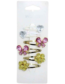 Butterfly & Heart Snapclip 6 Pack in Multi