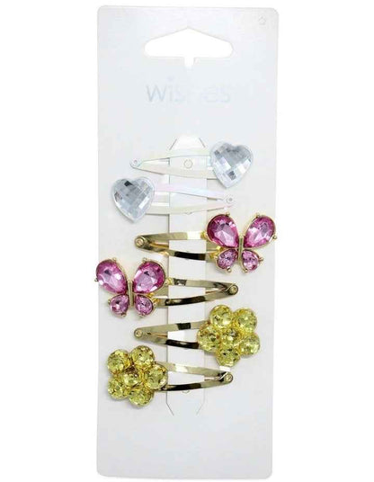 Butterfly & Heart Snapclip 6 Pack in Multi
