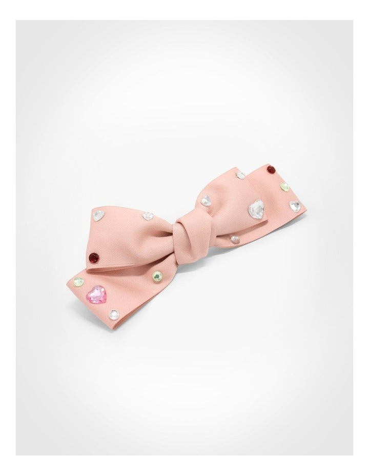 Pink Bow Beret Clip in Multi