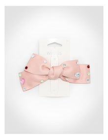 Pink Bow Beret Clip in Multi