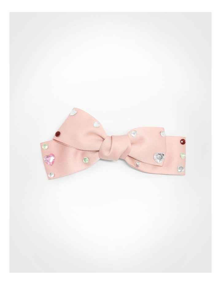 Pink Bow Beret Clip in Multi
