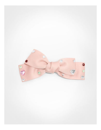 Pink Bow Beret Clip in Multi