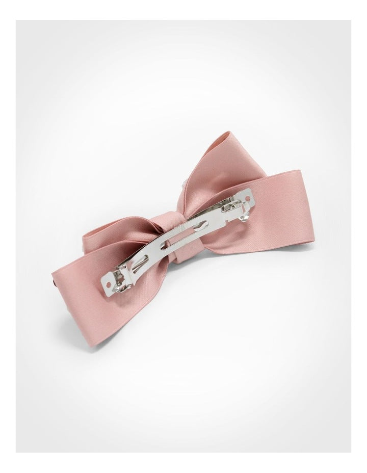 Pink Bow Beret Clip in Multi